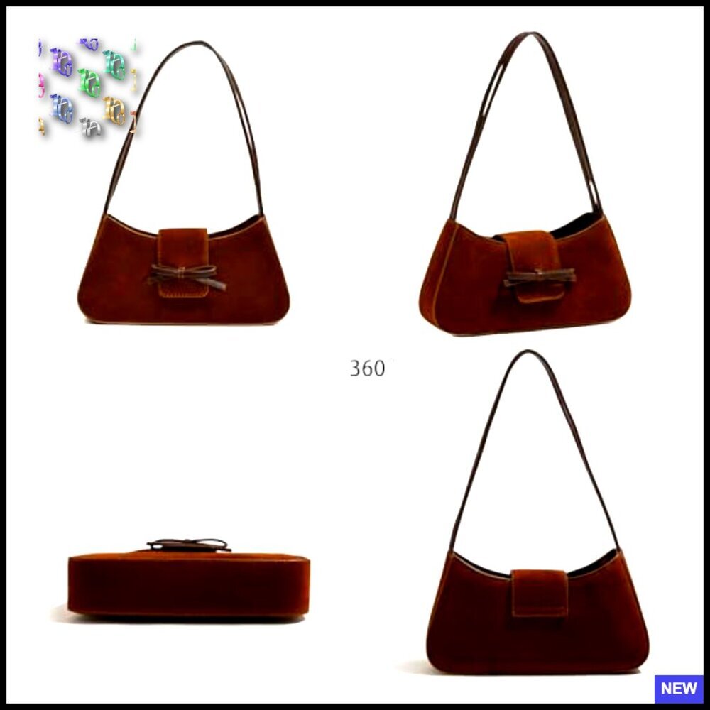 Suede Hobo Handbag Cute Bow Purse Y2K Underarm Shoulder Bag Mini Clutch - Picture 4 of 6